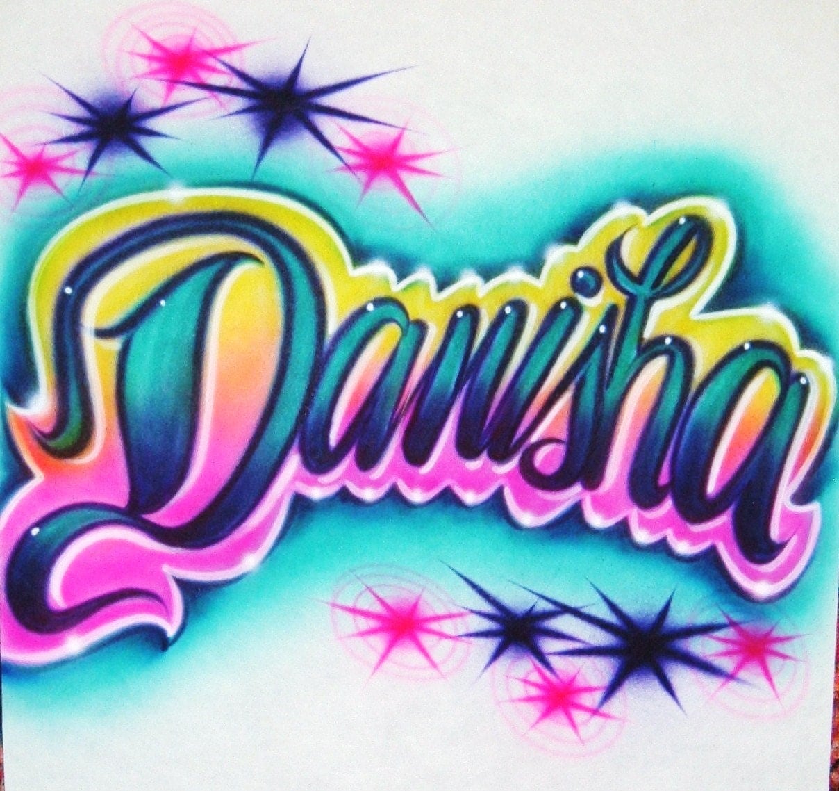  Airbrush  T Shirt Script Name Favorite Colors Airbrush  Name