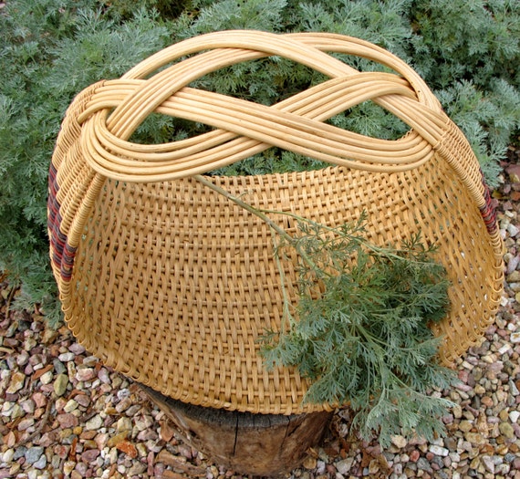 Items similar to Vintage Weaved and Woven Flower Gathering Basket on Etsy