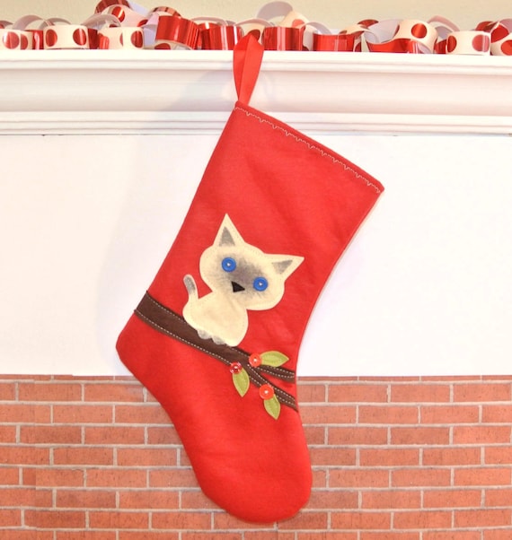 Lilac Point Siamese Cat Christmas Stocking in by AllenbriteStudio