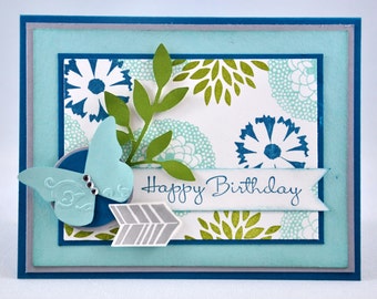 Happy Birthday Butterfly Greeting Card Flowers by SnippetsByDesign