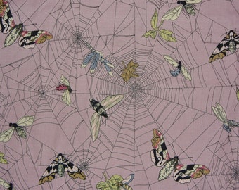 The Ghastlies, A Ghastlie Web, Spider Web Fabric, Alexander Henry, Insects in Webs, Ghastlie Web, Mauve Background, By the Yard