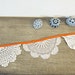 SALE Bunting Hilda Vintage Doilies Bridal Upcycled Wall Hangings. Thanksgiving Pumpkin Orange Cream Ecru Crochet Repurposed Eco Friendly