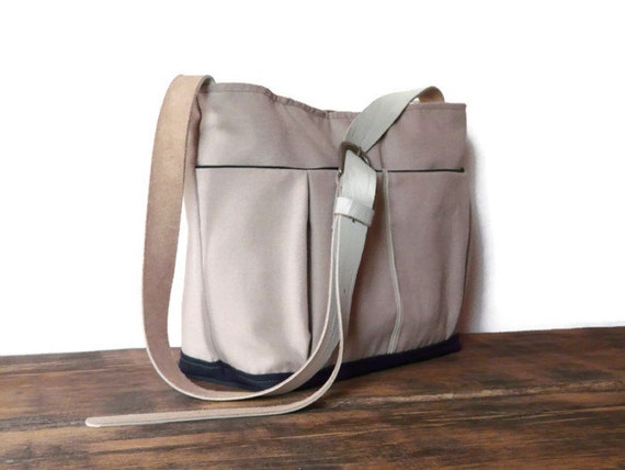 CANVAS DIAPER BAG leather adjustable strap pale pink baby by skbag