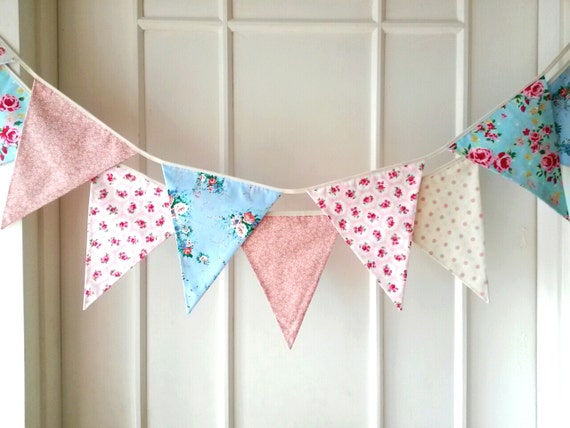 Spring Time Fabric Banners Bunting Garland Wedding by BerryAlaMode