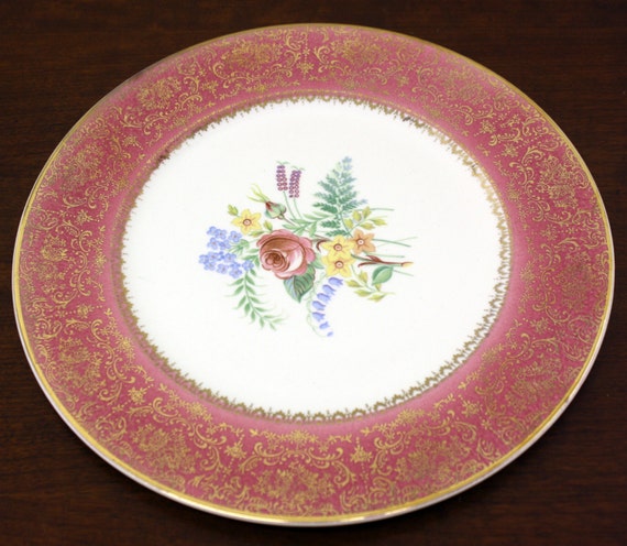 Vintage Imperial Salem China Co. Plate w/Gold & Flowers