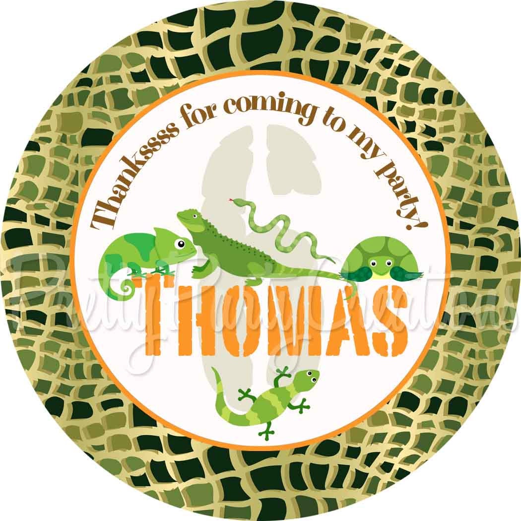 REPTILES favor tags YOU PRINT 3 2.5 or 2 inch round or