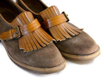 Vintage Shoes / 70s Shoes / Suede and Tassel Loafers / Adriano Fosi