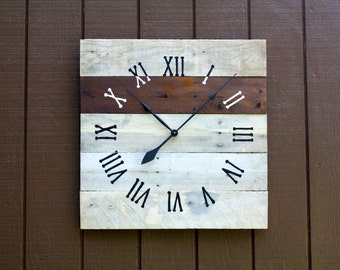Large Wall Clock, Reclaimed Pallet Wood CUSTOM. Choose Paint or Stain. Repurposed Wood. Great GIFT idea