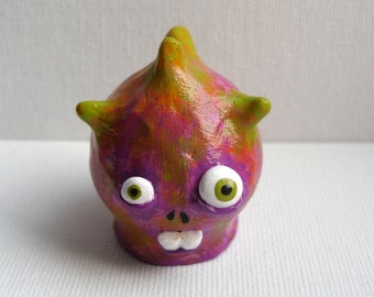 Polymer Clay Sculpture Light Green Monster by ErinlesHouse
