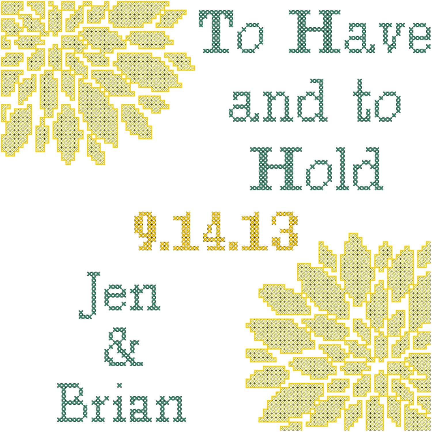 Wedding Cross Stitch Pattern/Modern Wedding Cross Stitch