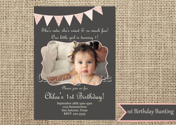 1st Birthday-Vintage Girl-First Birthday Party-Bunting Banner-Casbury Lane Il_570xn