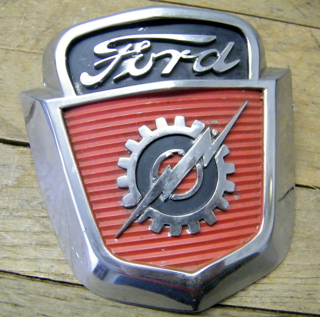 Vintage Late 1950s Ford Pick Up Truck Hood Emblem Salvage