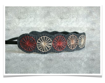 Wool Felt Headband. Hand Embroidered. LoftFullOfGoodies