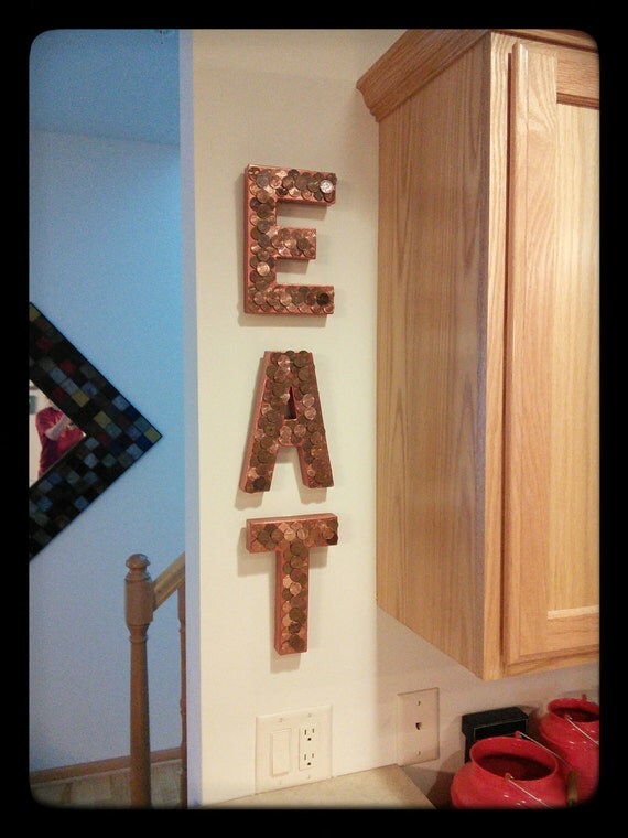 Items similar to Kitchen  Wall  Decor  Copper  Penny EAT 