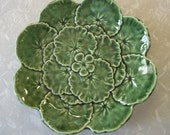 Vintage Ceramic Faiancas Belo Portugal Majolica Geranium Green Leaf Salad/Dessert Plate - TwoCrazyHearts
