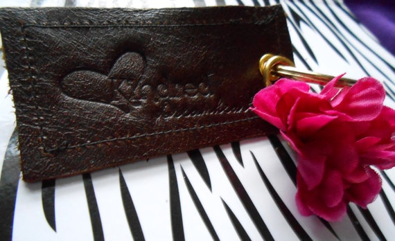 Signature Genuine Leather Handmade Key Chain with Mini Key Charm-Dark Brown