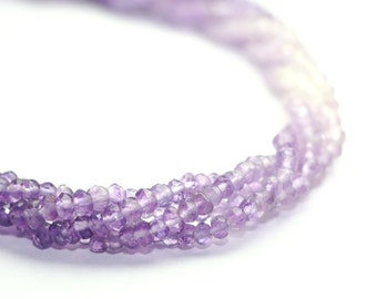 Amethyst Micro Faceted Rondelles Set of 15 Shaded Lavender Purple Semi Precious Gemstones February Birthstone