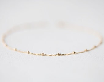 Delicate Gold Bracelet - simple and delicate beaded14k gold filled satellite chain, simple everyday jewelry