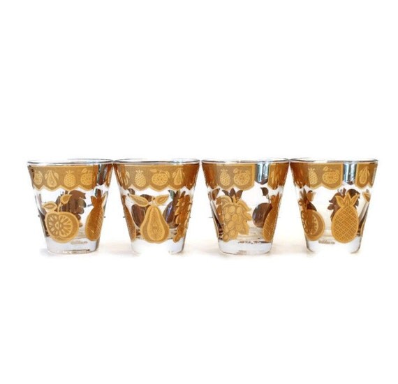 Four Culver Florentine Double Old Fashioned Glasses