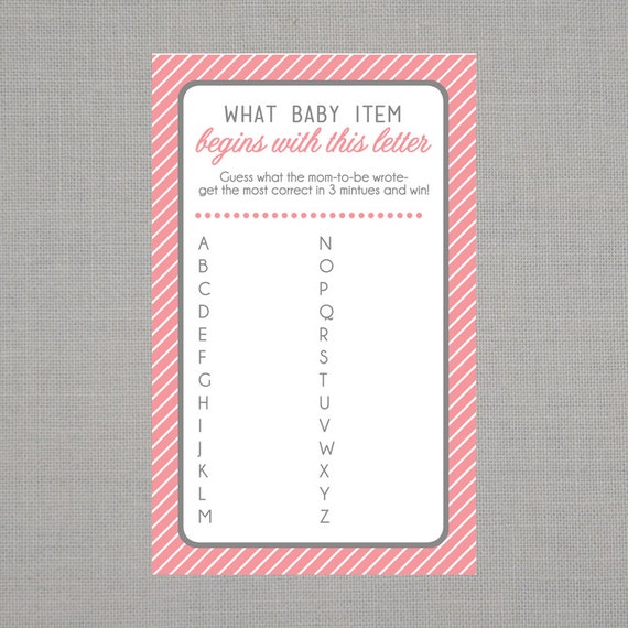 Printable Name The Baby Item A Z Baby Shower Game Download