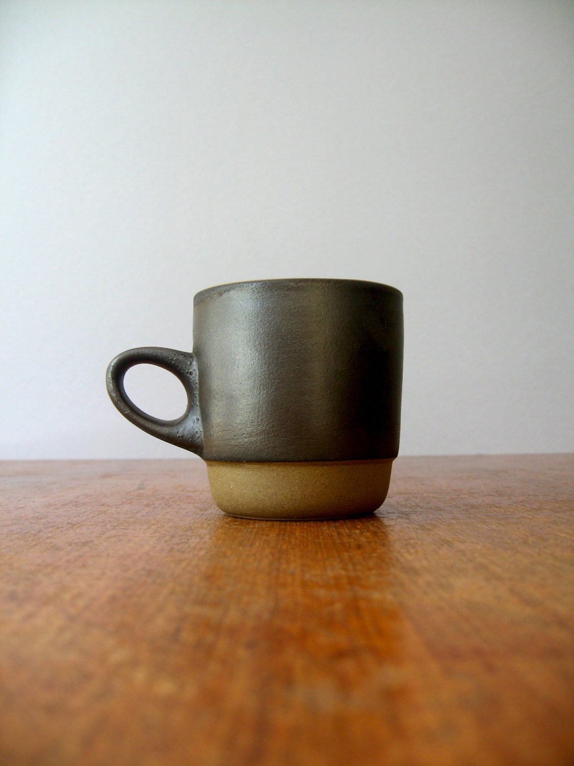 Vintage Heath Ceramics Low Handled Stacking Mug Matte Black