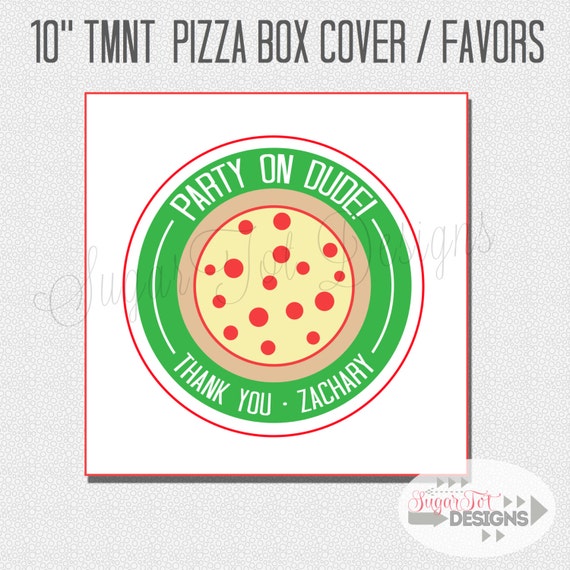 Modern Pizza Box Label Inspired by Ninja by SugarTotDesigns