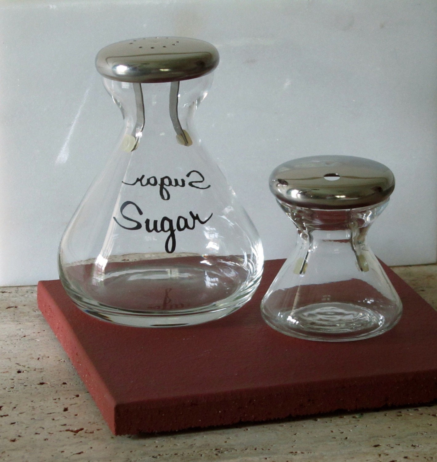 Cream And Sugar Set Vintage Glass Cream And Sugar By