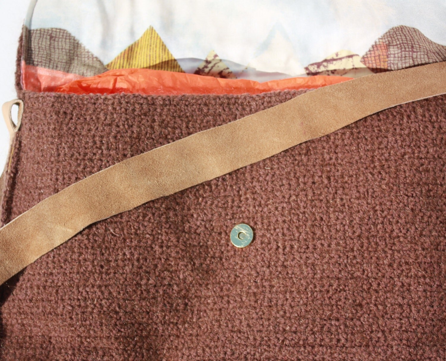 brown woolen bag with leather by theMstore on Etsy