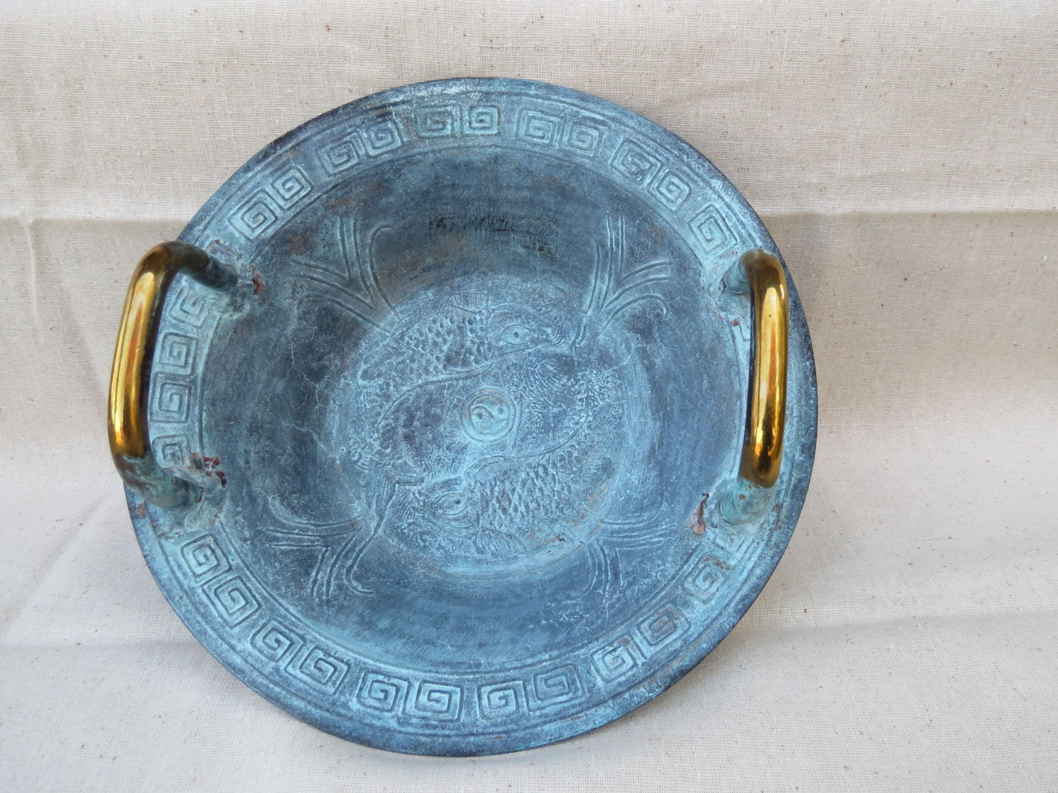 Vintage Dancing Water Bronze Meditation Bowl Hand Cast