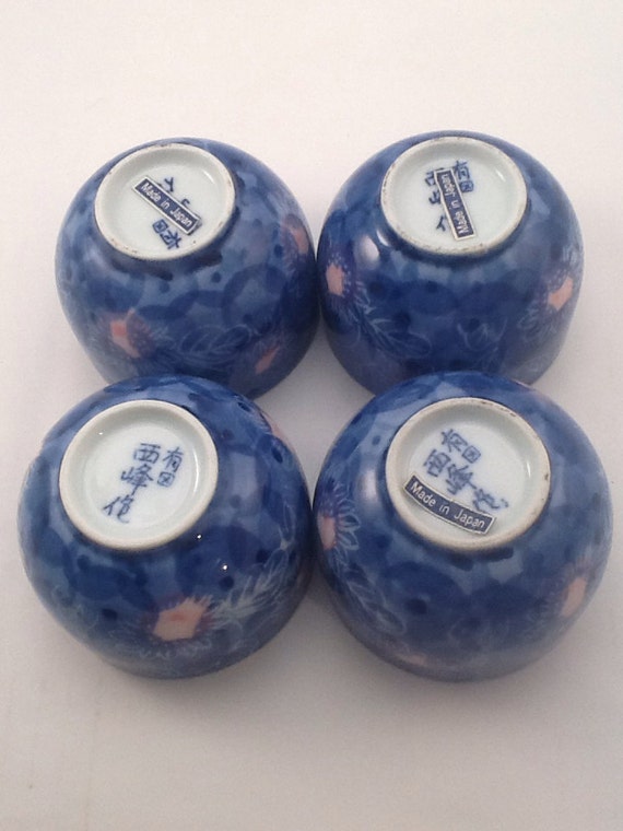 Vintage Sake cups Set Of 5 Vintage Japanese Blue & White