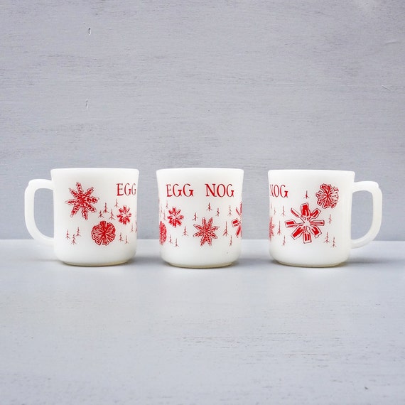Vintage Eggnog Set Egg Nog Punch Bowl and Cups Fire King