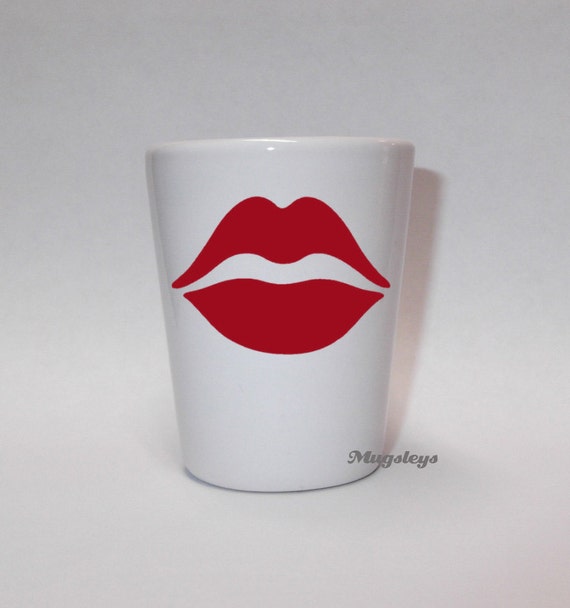 Items similar to Red Lips Shot Glass for drinking games, Kiss Me