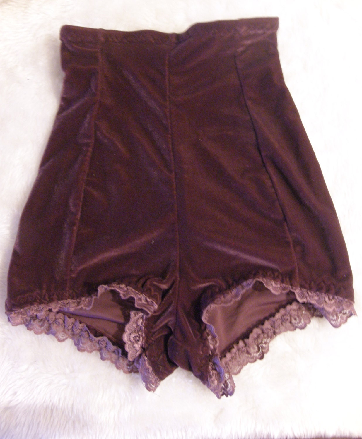 Damson velvet high waisted stretch shorts tap shorts UK 8