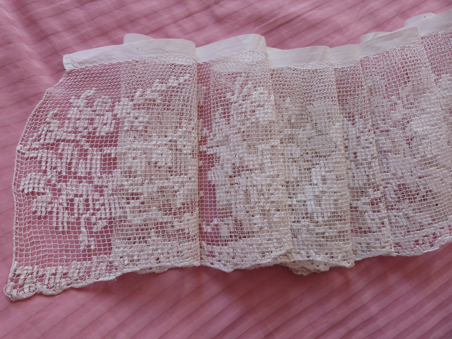 HUGE antique handmade religious lace edging church altar