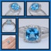 14K White Gold Diamond & Cushion-Cut Blue Topaz Halo Engagement Style Ring