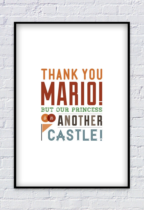 Super Mario Bros. Video Game Quote Print 11X17 by Pixology on Etsy