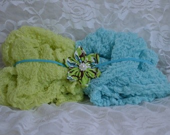 Baby Headband...Photography Prop Set...Newborn Photo Props...Baby Girl Headband...Cheesecloth Wraps...Newborn...Baby...Flower Headband