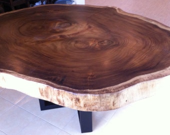 Live Edge Dining Table Reclaimed Solid Slab Acacia Wood by flowbkk