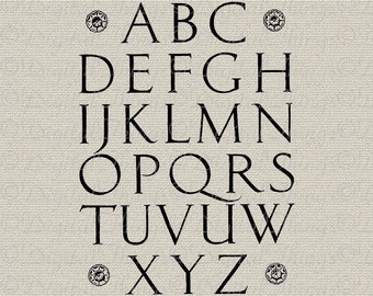 Renaissance Vintage Alphabet Letters Art Wall Decor Art Printable Digital Download for Iron on Transfer Fabric Pillows Tea Towels DT498