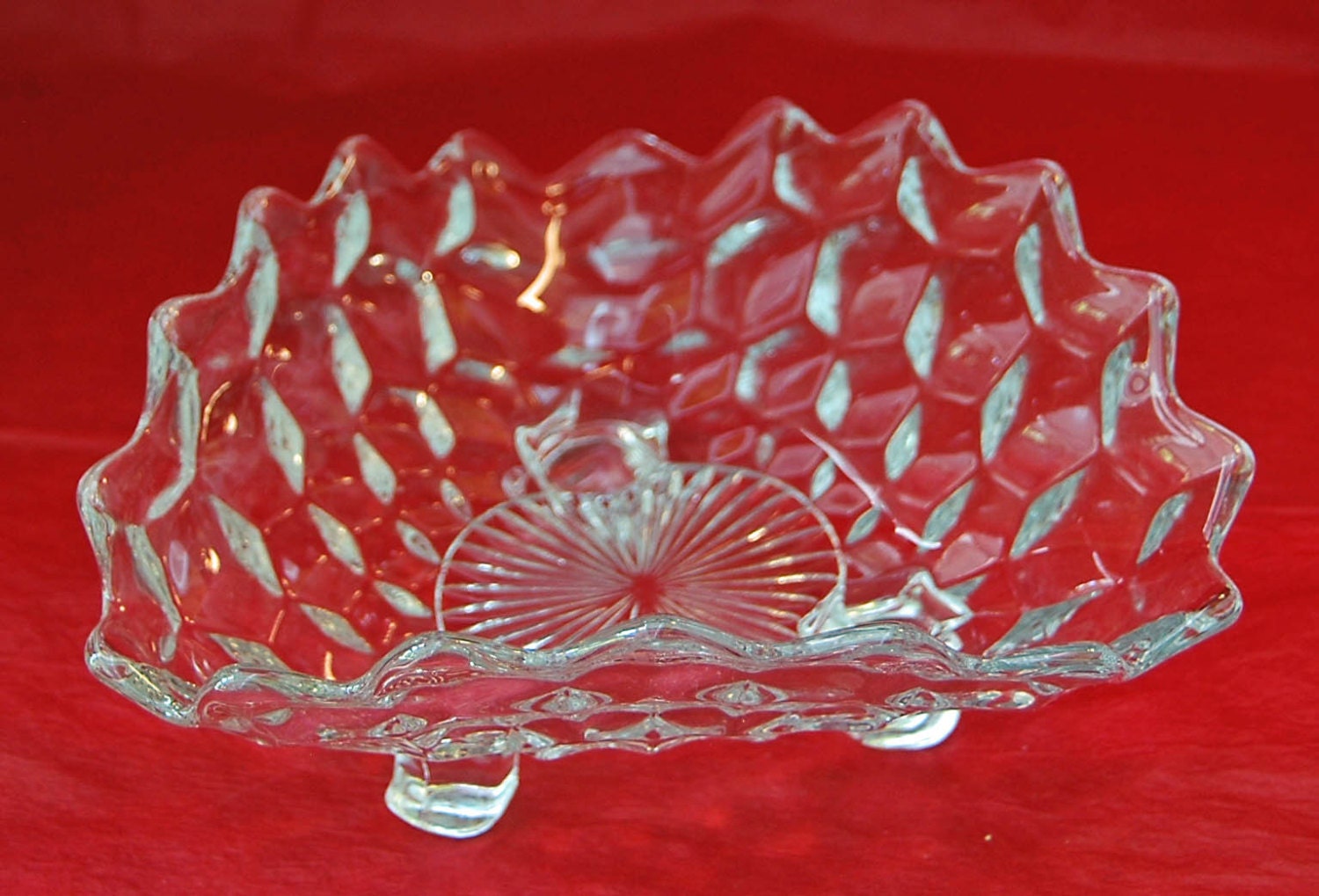 Vintage FOSTORIA AMERICAN TRIANGULAR Pattern Depression Glass