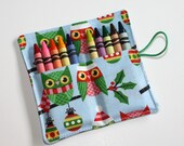 Crayon Rolls Christmas Owls Crayon Rollup, holds up to 10 Crayons Christmas Crayon Roll Party Favors Il_170x135
