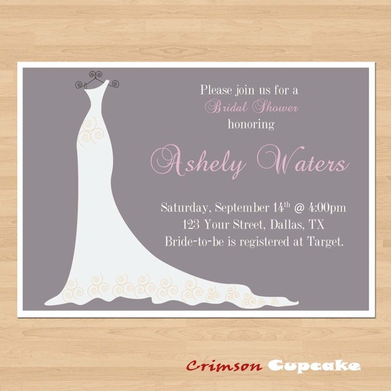 Items similar to Printable Bridal Shower Grey Gray Pink Invitation ...