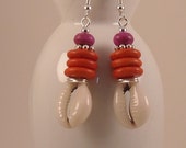 Afrocentric Beaded Cowrie Shells Dangle Earrings