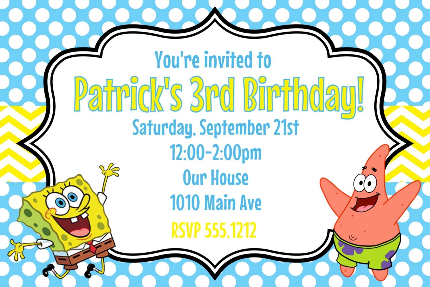 Spongebob Free Invitations Layout 8