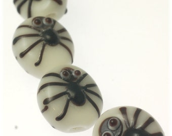 Handmade Lampwork Glass Beads -- Halloween Spiders (16)