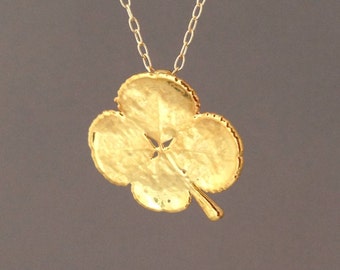 Real Gold Four Leaf Clover Necklace