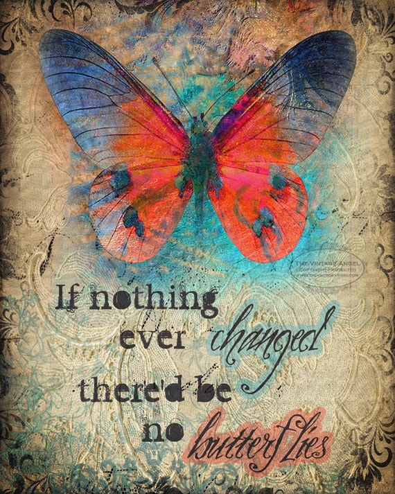 Items similar to BUTTERFLY CHANGES hope, healing art print