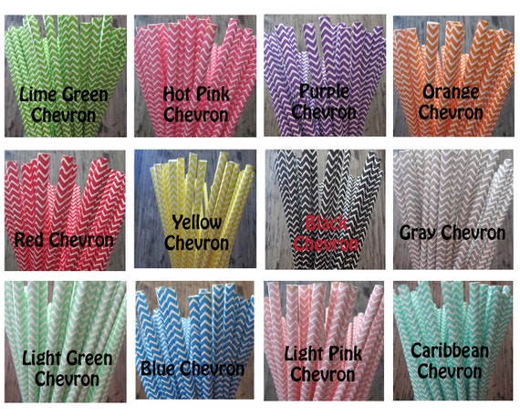 Chevron Paper Straw ~ Drinking Straws ~ Party Straw ~ Cake Pop Straw ~ 25 or 50 Il_570xn