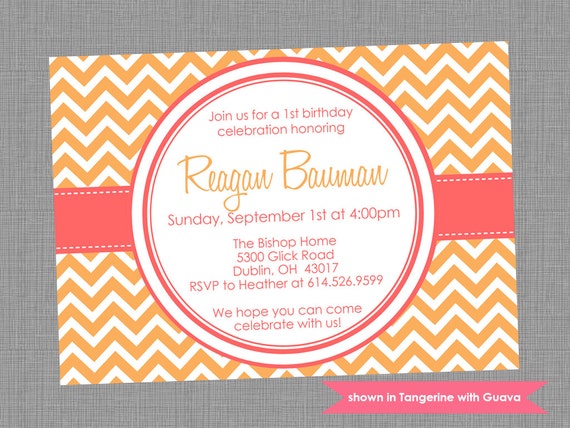 Printable Birthday Party Invitation - Birthday Themed Chevron Invite - Colors and Text Customizable Il_570xn