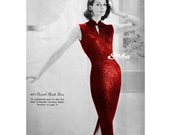 1960s Sheath Wiggle Dress, or Cheongsam - Knit pattern PDF 0507